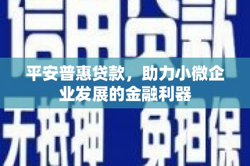 宣城平安普惠贷款，助力小微企业发展的金融利器