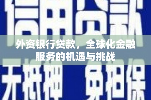 宣城外资银行贷款，全球化金融服务的机遇与挑战