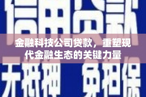 宣城金融科技公司贷款，重塑现代金融生态的关键力量