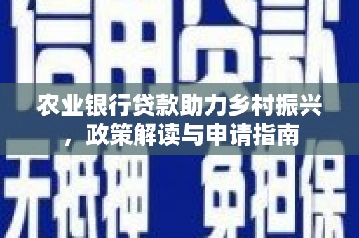 宣城农业银行贷款助力乡村振兴，政策解读与申请指南